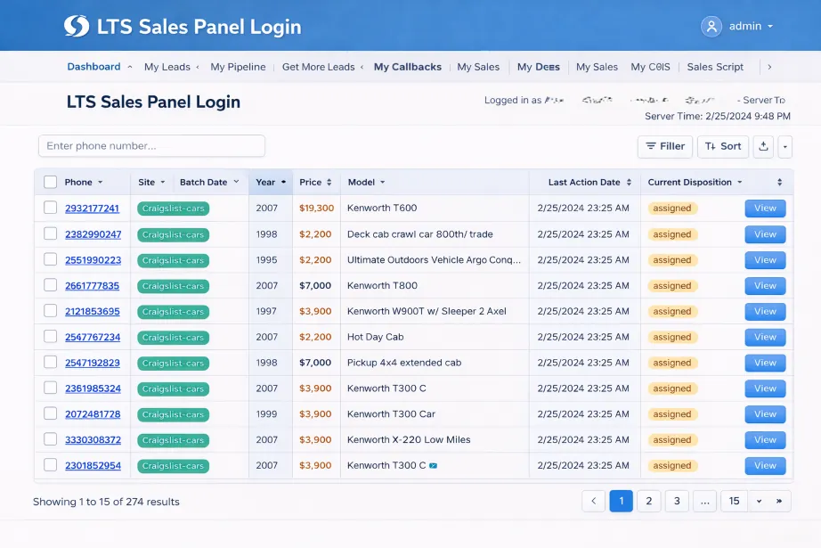 Enterprise Call Center CRM & Lead Management - CRM built with Laravel, MySQL, jQuery, Tailwind CSS, PDF Reports, API to various Salesforce instances